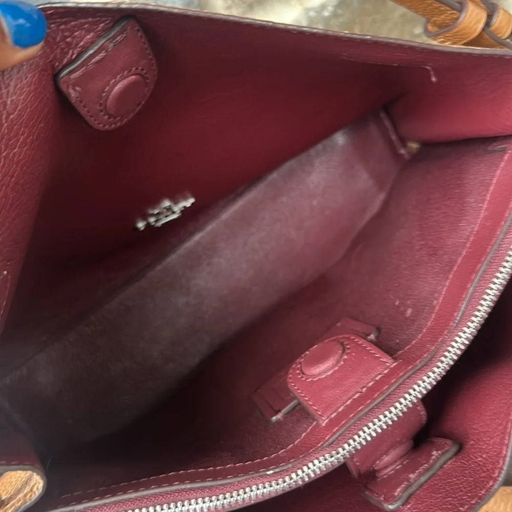 Coach Polished Pebble Leather Willow Bucket Bag 24 in Tan/Burnished Amber